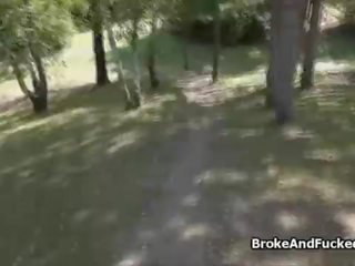 Public park sex with broke blonde