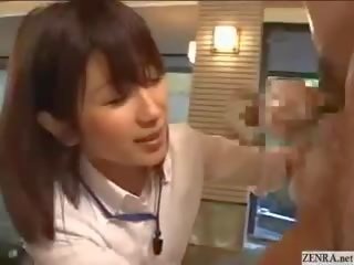 Shy Japanese Employee Gives Out Handjobs At Hot Spring