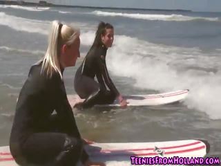 Teen lesbos lick on beach