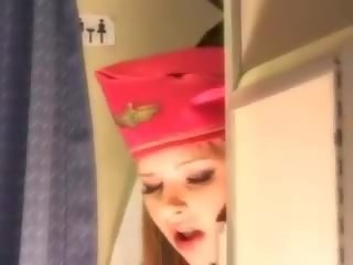 Sexy stjuardesë merr i freskët spermë aboard