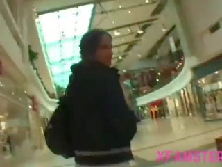 Slim tight amateur pussy fucked in public mall hard long in her wet cunt