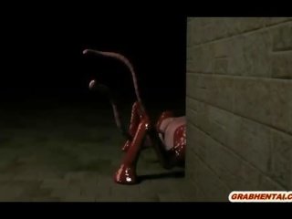 Prichytené 9d animácia tentacles cvičené pička a squeezed ju kozy
