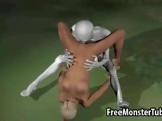Hot 3d babeh getting licked and fucked by an alien
