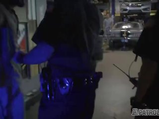 Mechanic shop owner gets his tool polished by desiring female cops
