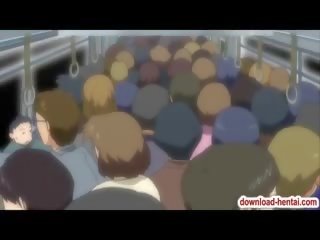 Hentai κορίτσι πατήσαμε με ένα perv σε ο εκφράζω τρένο