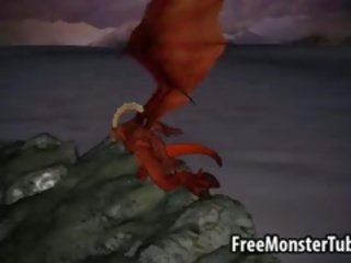 3d phim hoạt hình bé được fucked lược ngoài trời qua một winged demon