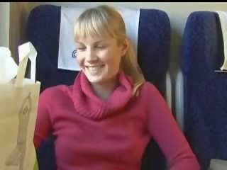 Amateur Blonde Blowjob in Train Video