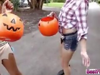 Sexy Brunette Teen Gets Fucked Hard On Halloween