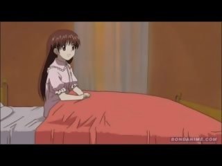 Cute hentai anime girl masturbates and then pumped
